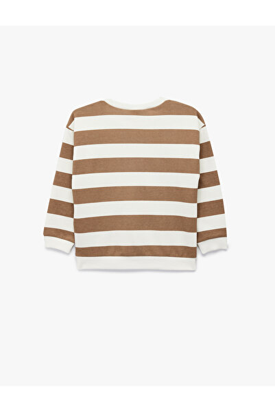 Koton Памучен шардон с дълги ръкави, велосипедна яка, динозавър принт и райета