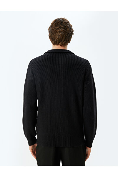 Koton Winter Knitwear Sweater Half Zipper Basic Textured Viscose Blend