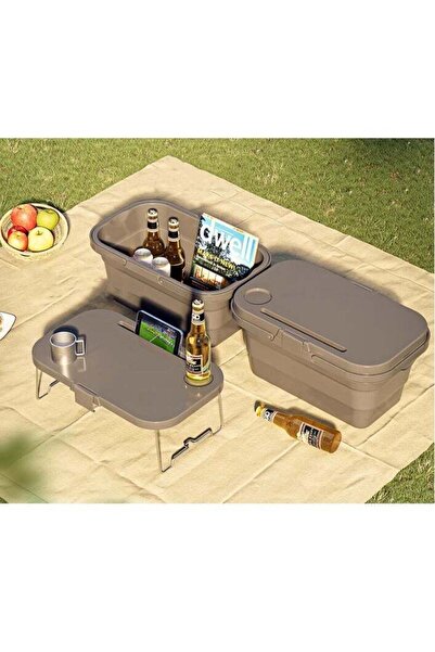 COOYA 15L Collapsible Picnic Basket with Handles,Water-Proof & Leak-Proof for Picnics,BBQ (Grey)