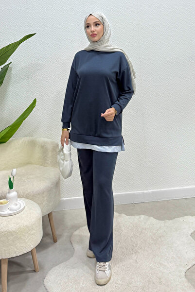 Tesettür Diyarı Set Hijab cu fustă și cămașă - Antracit