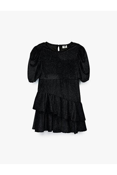 Koton Rochie cu mâneci scurte cu detaliu cu volane guler rotund cu sclipici