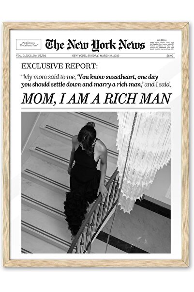 ALAYRA International لوحة جدارية عصرية بإطار صحيفة (30×40 سم) - ديكور ريترو ب...