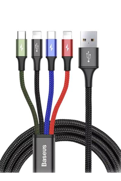 Baseus 1.2-Meter Rapid Series 4-in-1 Charging Cable 3A, USB A Male to Micro U...