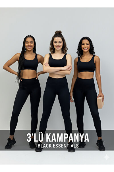 İntimate Women's 3-Piece Black Padded Cotton Flexible Shaping / Sculpting Sports Bra Bustier