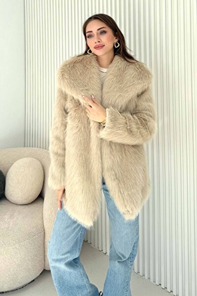 Melike Tatar Αντίκα παλτό με συνθετική γούνα 32-6204-1