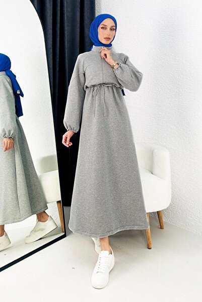 Dadali Front Lace-Up Sweat Dress Gray