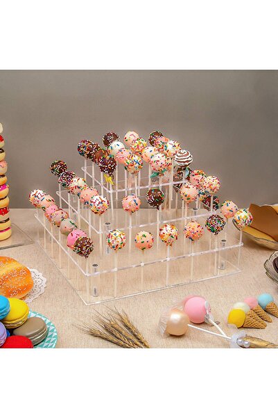 Slasa Cake Pop Display Stand (30x15 cm) 56-Hole 3-Tier Clear Lollipop Holder