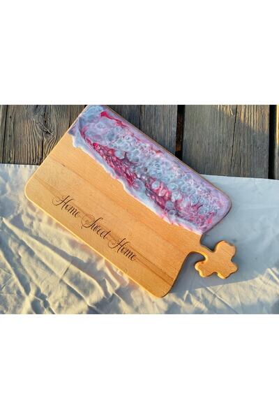 Epoksi Ahşap Sunum Tepsisi, 45x25 cm Kişileştirilebilir Ahşap Tepsi