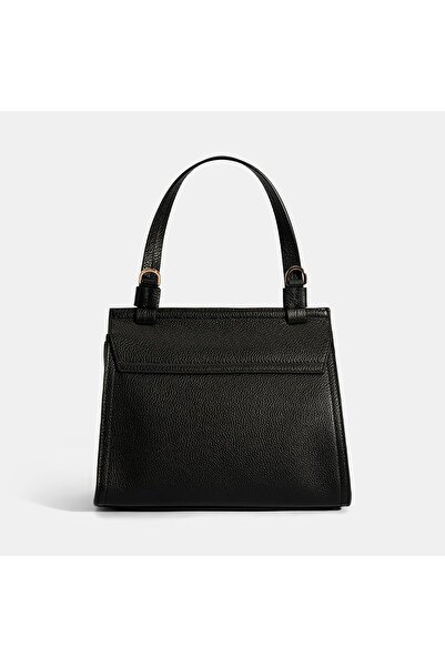 Desa Women's Black Leather Handbag with Shoulder Strap