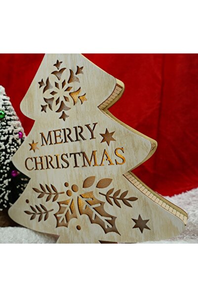 OEM Luminous decoration, Christmas tree model with Marry Christmas inscription, white, length: 19 cm, width: 3