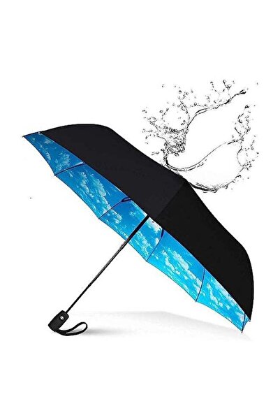 COOYA Mini Windproof Travel Umbrella, 10 Ribs,Automatic Open and Close, Strong and Portable（Blue Sky）