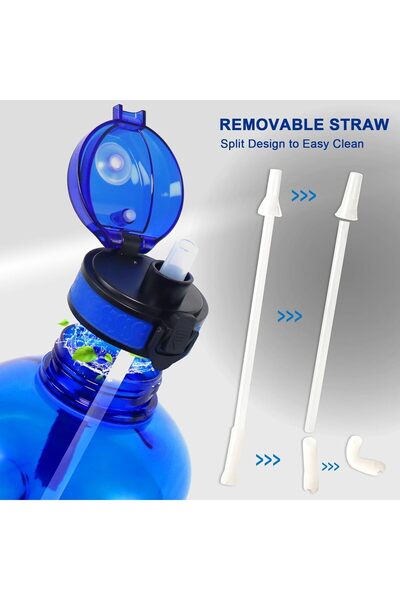 GEMFUL 3L Large Water Bottle with Straw, BPA-Free, Time Marker, Leakproof, Wide Mouth