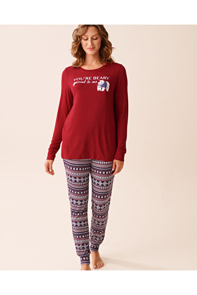 La Vie en Rose Polar Bear Print Long Sleeve PJ Set