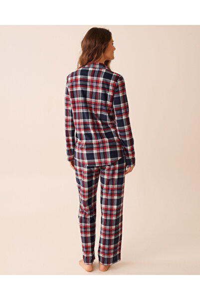 La Vie en Rose طقم بيجامات مايكروبولار منقوش باللون الأزرق