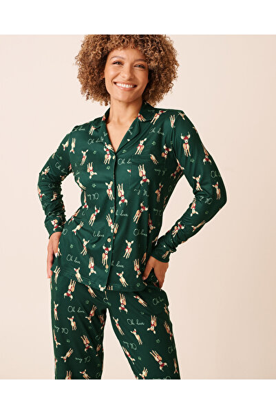 La Vie en Rose قميص فائق النعومة بطبعة غزال وأزرار