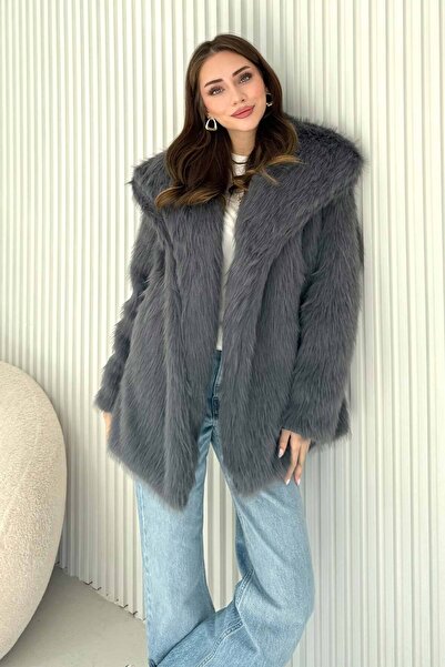 Melike Tatar Αντίκα παλτό με συνθετική γούνα 32-6204-1
