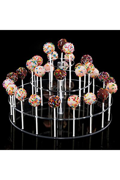 Slasa حامل عرض كيك بوب (10 × 6.7 بوصة) حامل مصاصات شفاف بثلاث طبقات و30 فتحة