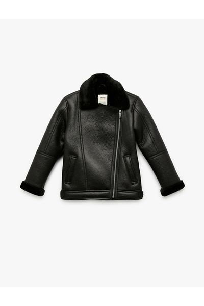 Koton Дългоръкава яке от изкуствена кожа с кръстосан яка