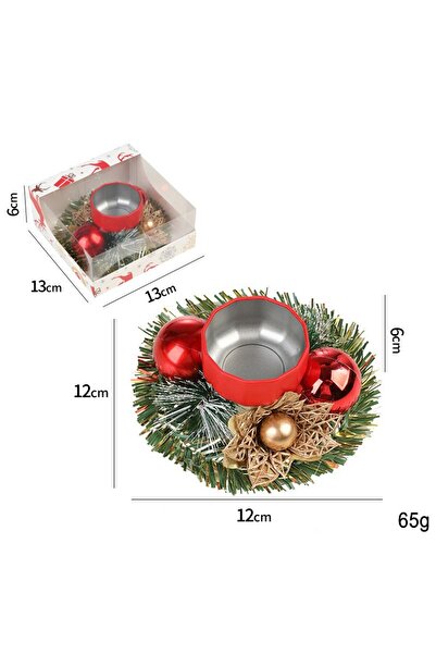 OEM Christmas Candle Holder, Cup Model with 2 Red Globes, Garland Candlestick