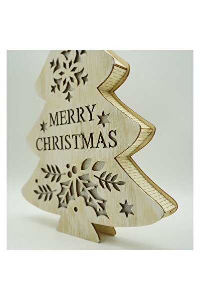 OEM Luminous decoration, Christmas tree model with Marry Christmas inscription, white, length: 19 cm, width: 3