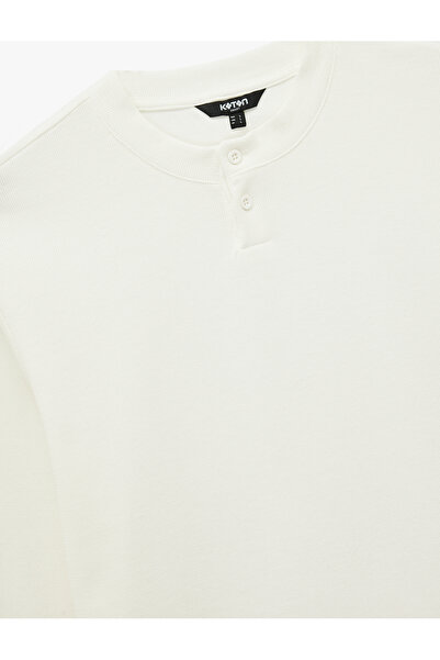 Koton Regular Fit Buttoned Judge Collar Long Sleeve T-Shirt