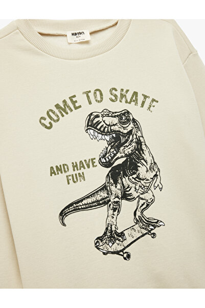 Koton Суичър с дълги ръкави и деколте с принт на динозаври