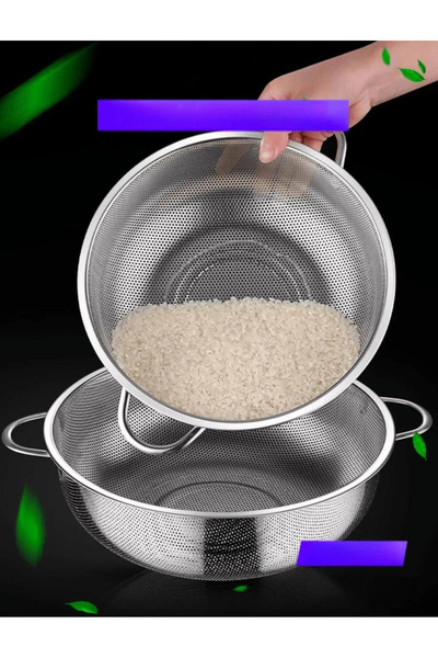 AKÇE Çelik Süzgeç 26 cm Delikli Paslanmaz Çelik Süzgeç Kulplu Süzgeç