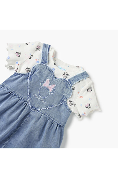 Disney Minnie Mouse Print Top and Dungaree Set