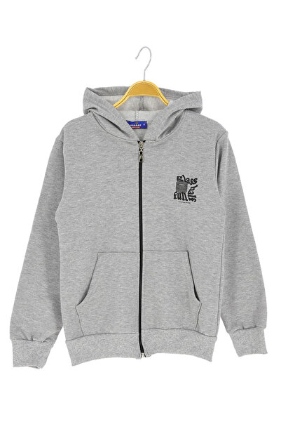 CRASSİ Male Child Cardigan 2 Yarn Chenille Printed Hooded