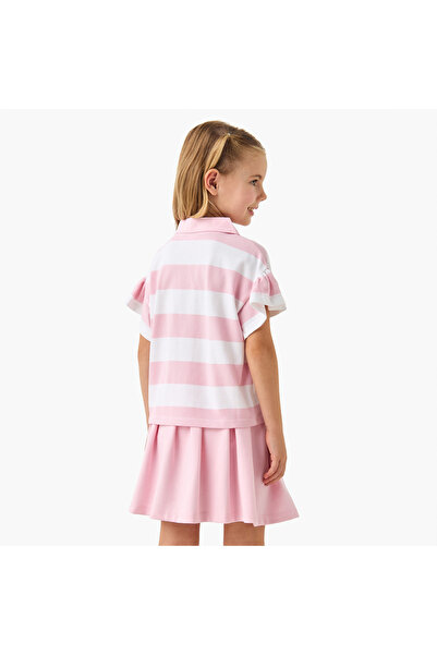 Lee Cooper Striped Polo T-shirt and Pleated Skirt Set