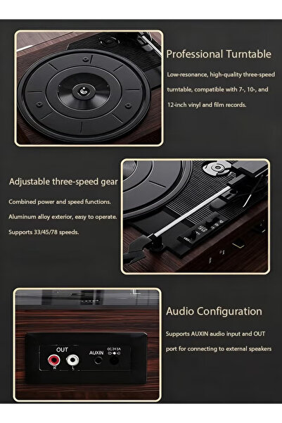 Generic Retro vinyl records, Bluetooth wireless playback, multimedia entertainment center, and home decor