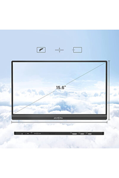 Arzopa S1-Table Portable Monitor, 15.6", FHD, HDR 1080P, USB C/ HDMI, IPS Display, Black