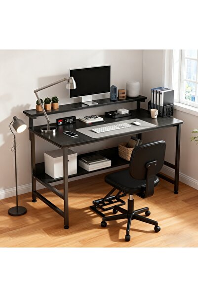 Roam shop Gaming /Office Desk with Double Layer with Monitor Rack Ergonomic Table with Storage Tier 100*50CM