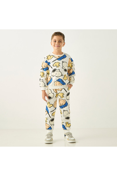 CPLG All-Over Snoopy Print Long Sleeves Sweatshirt and Elasticated Joggers Set