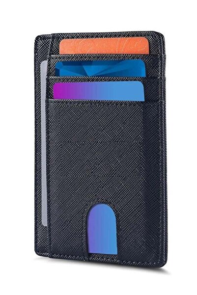 Bukela Men's RFID Blocking Minimalist Card Wallet with Disassembly D-Shackle (Black)