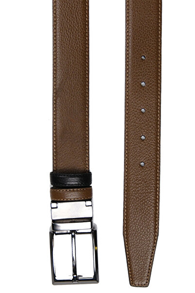 CüzCan Справжня шкіра Спеціальний двосторонній 3,5 см чоловічий ремінь (ЧОРНИ...