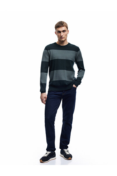Koton Long Sleeve Crew Neck Striped Sweater