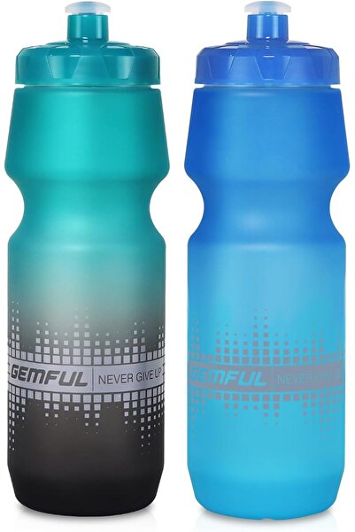 GEMFUL Cycling Water Bottle BPA Free 750ml 2 Pack (Gradient Green Black+Blue Green)