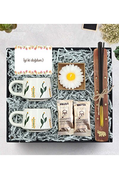 Theikonstore 2'li El Yapımı Kupa & Tütsü & Kraft Papatya Mum & 2'li Mehmet Ef...