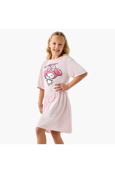 mattel My Melody Print T-shirt Dress with Short Sleeves