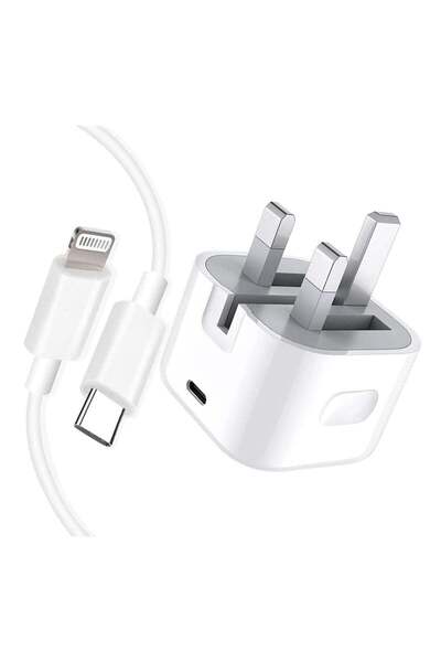 Bukela Apple MFi 20W USB-C Fast Charger with 2m USB-C to Lightning Cable - White