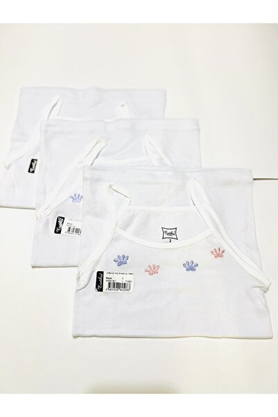 Tutku Kız Çocuk Ip Askılı Nakış Işlemeli %100 Pamuk Atlet 3`lü