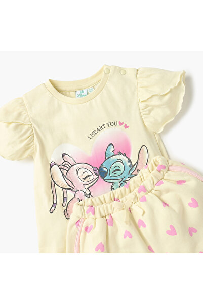 Disney Stitch and Angel Print T-shirt and Shorts Set