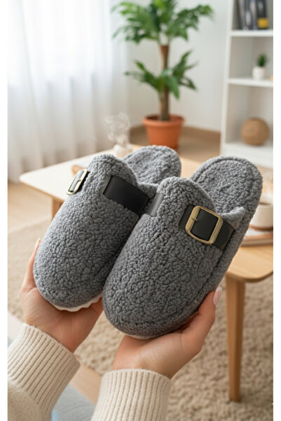 Hızlı Al Buckled Winter Towel Slippers. Silent Sole Winter Home Slippers.