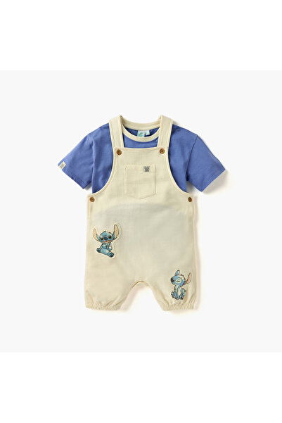 Disney Juniors Stitch Print T-shirt and Dungaree Set