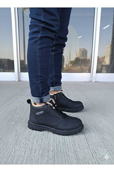 Weynes Children's Teenager Plain Black Boys Girls Wool Inside Waterproof Boots Wsb0220