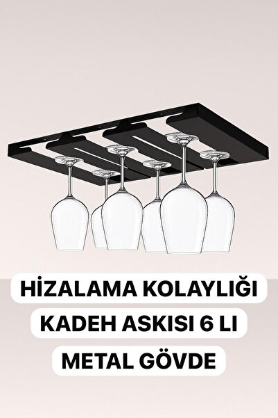 VENON Black 6-Piece Glass Rack Stemware Holder Stainless Metal Cup and Glass Hanger – Kitchen and Bar Organizer