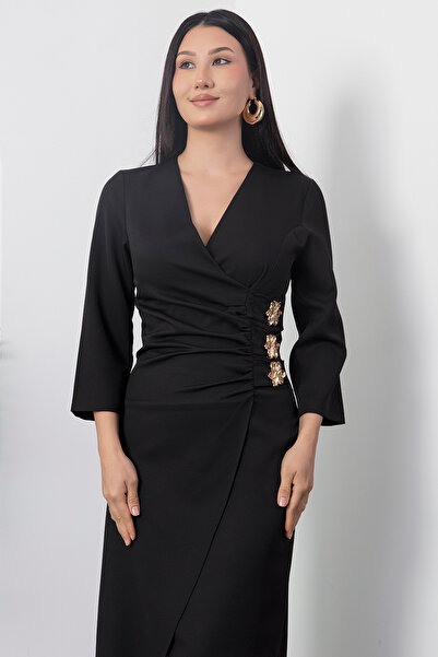 PULLIMM Сукня з круазеним коміром, рукавами та розрізом YZC205