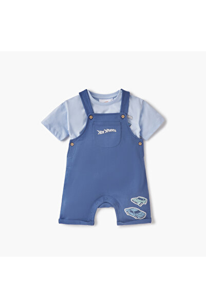 mattel Hot Wheels Print T-shirt and Dungaree Set