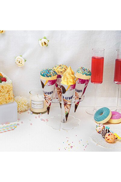 Slasa Acrylic Ice Cream Cone Holder Stand (4x5x6.1 inch) 8-Hole Clear Display Rack